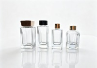 Flacon de parfum carré de luxe en verre transparent, 100ml, 130ml, 200ml, vide, pour diffuseur à bâtonnets, aromathérapie et parfum d'ambiance, vente en gros