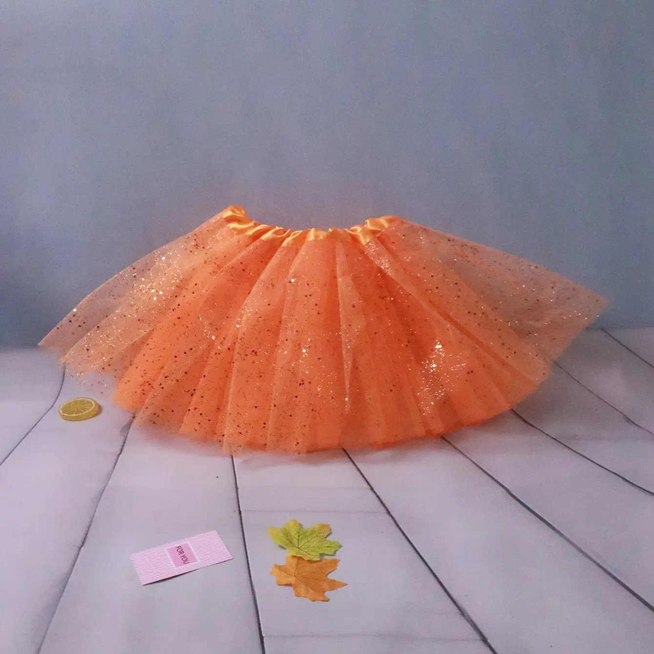 Jupe tutu brillante bébé doux jupes tutu en maille orange vêtements de fête été jeunes filles jupe légère courte