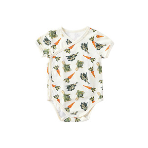 Mameluco de bebé con estampado Floral de verano 2025, mono de estilo europeo y americano, tela de algodón de manga corta con botones laterales informales - Product Image 2