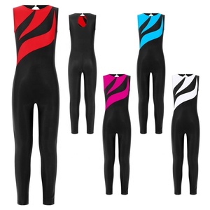 <b>Girl</b> <b>Unitard</b> Dance Bodysuit High Neck Sleeveless Flame Print Full Length Gymnastics Acrobatics Stage Performance Training Custom - Product Image 1