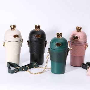 Promotional <b>Easter</b> Bunny Cute Rabbit Ear Stainless Steel Thermo <b>Cup</b> with PU Leather Sleeve and Crossbody Shoulder Chain Strap - Product Image 1