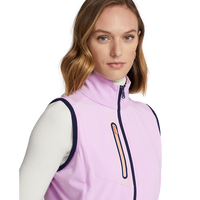 Rompi Golf Wanita Tanpa Lengan Resleting Penuh Jaket Ringan Tahan Angin Sentuhan Lembut Desain Logo Kustom OEM ODM Pakaian Luar Ruangan