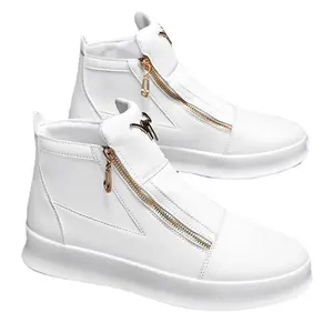 Factory wholesale of the latest white double zipper leather boots, fashion brand sports and leisure shoes