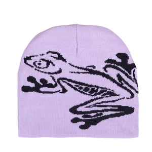 Bonnet en tricot jacquard avec motif grenouille personnalisable en gros Chapeau d'hiver cool avec imprimé animal pour le voyage - Product Image 5