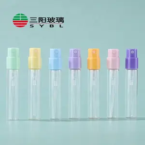 Botol kaca sampel parfum kecil, 1.5ml penyemprot plastik warna-warni pompa Mini Tester perjalanan botol terpisah