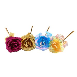 Flores de cristal de rosa de galaxia de 24K Flores artificiales de rosas de oro coloridas para el Día DE LA MADRE Acción de Gracias Día de San Valentín - Product Image 1