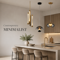 Mini Suspension en Verre Multi-Styles, Lustre LED Noir et Or pour Îlot de Cuisine, Salle à Manger, E26, Hauteur Réglable, Style Ferme Moderne