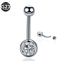 Lingchee G23 titane lunette filetée à l'extérieur Zircon nombril Piercing anneaux de ventre Double bijou nombril anneaux bijoux de corps