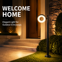 Lampadaire LED Moderne à Tête Annulaire 24W, Faible Éblouissement, pour Jardin, Aménagement Paysager Extérieur, Pelouse, Villa, Parc, Allée, Cour