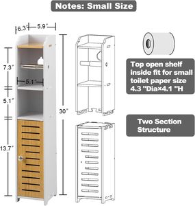 Support porte-<span class=keywords><strong>papier</strong></span> hygiénique en bambou personnalisé à 4 niveaux avec boîte et petite armoire de rangement de salle de bain <span class=keywords><strong>Meuble</strong></span> de salle de bain sur pied - Product Image 2