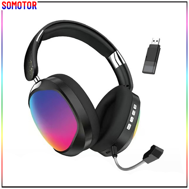 2.4GHz Wireless Radio Frequency and Bluetooth Wireless Dual Mode Headset Low Latency RGB Backlit Esport Headphone