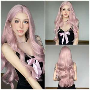 <span class=keywords><strong>ผม</strong></span>ปลอมแบบเต็มศีรษะ ลอนใหญ่ แสกกลาง สีชมพูโรส <span class=keywords><strong>ยาว</strong></span> นุ่มสบาย ระบายอากาศได้ดี ทนความร้อนสูง - Product Image 5