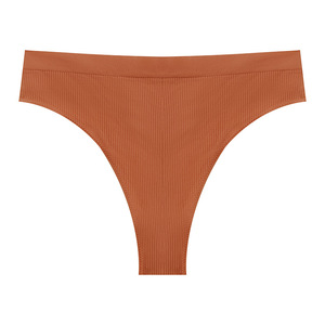 Wholesale Women's <b>Seamless</b> Ribbed <b>Thong</b> Panties Solid Color Low-rise Sexy Women Panties Breathable Sports Yoga T-back <b>Thong</b> - Product Image 1