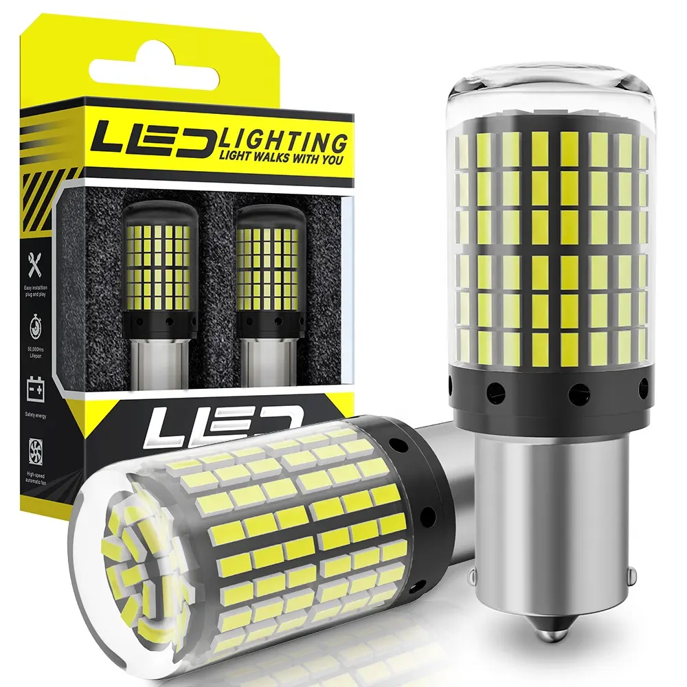 Bombillas LED 3014 P21W BA15S BAU15S PY21W 1156 BAY15D P21/5W, señal de giro de freno, sin Error, 1157, 144smd