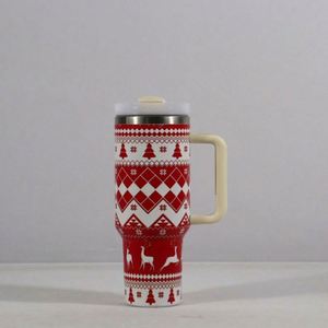 Vente en gros Nouveau produit de Noël Tasse thermos en acier inoxydable de 40 oz avec poignée et couvercle Grande capacité Vente en gros - Product Image 3