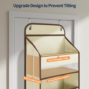 Over The Door Organizer Storage 5 Tier With 10 <b>Mesh</b> Pockets Beige Hanging Closet Organizer For Bathroom Toy Storage - Product Image 5