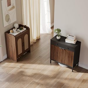 SENYU <b>Wood</b> Modern Buffet <b>Cabinet</b> with Fluted Design Adjustable Shelves Storage <b>for</b> Kitchen and <b>Living</b> <b>Room</b> - Product Image 2