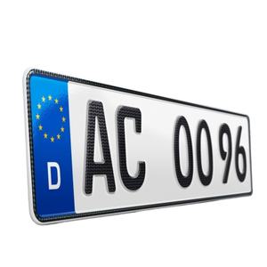 <span class=keywords><strong>Plaque</strong></span> d'<span class=keywords><strong>immatriculation</strong></span> personnalisée de style européen en fibre de carbone 3D et aluminium, avec ventouse, trous percés, finition mate, couleur personnalisée - Product Image 4