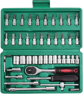 46pcs in 1 Ratchet Torque Wrenches Hand <b>Tools</b> Socket Wrench Spanner <b>Tools</b> <b>Box</b> for Set <b>Mechanic</b> Screwdriver <b>Tool</b> Set - Product Image 3