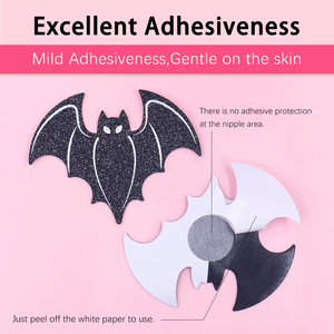 New Design Breast Pasties Sparkly Black Glitter Bat <strong>Shaped</strong> Disposable <strong>Nipple</strong> Covers for Halloween Party - Product Image 2