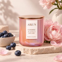 AIKUN Emballage personnalisé haute capacité, pot en verre avec couvercle en métal rose irisé, bougie parfumée pour la fragrance d'intérieur