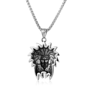 Collar con colgante de acero y titanio estilo jefe indio yunnique para hombre, cadena de 60cm, diseño de cara, joyería de moda - Product Image 3