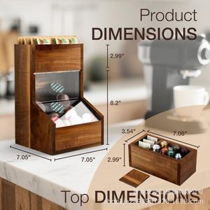 Boîte de rangement en bois pour dosettes de café, double couche, grande capacité, organisateur de bureau pour capsules Nespresso, sachets de thé, dosettes de café - Product Image 2