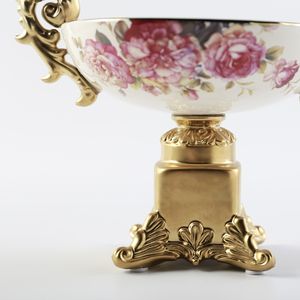 Calcomanías de flores clásicas personalizadas, tazones de cerámica para servir fruta real con base - Product Image 2