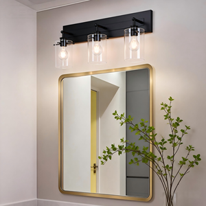 Modern minimalist three-head or four-head metal transparent glass bathroom <b>wall</b> lamp 3500K two-year warranty - Product Image 3