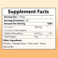 Bandes Dissolvables de Vitamines pour la Santé des Articulations à Base d'Extrait de Curcumine en Film Oral Fin, Marque Privée OEM Personnalisée