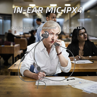 Headset PTT Berkabel Satu Telinga dengan Mikrofon untuk Walkie-Talkie, Kasir, Wasit, Interkom