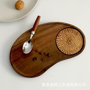 Japanese Style Wooden Serving <b>Tray</b> With Cup Holder For <b>Tea</b> Coffee Breakfast Dessert Hotel Use - Product Image 3