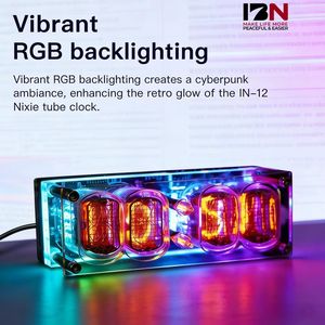 Reloj Digital Retro Soviético Cyberpunk con Tubo Luminoso IBN IN-12, Acrílico de Alta Precisión, Cuadrado, USB, Regalo Creativo para Escritorio - Product Image 1