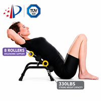 Table d'inversion brevetée mini portable avec 8 rouleaux de massage pour soulager les douleurs dorsales et la décompression vertébrale, capacité 330 LBS