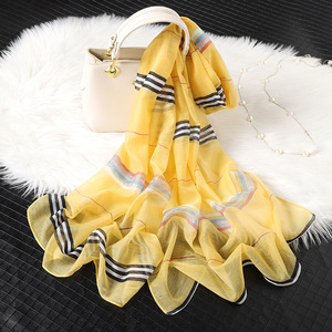 Verano y primavera largo hueco encaje corte <span class=keywords><strong>flores</strong></span> nuevo chal niñas organza bufanda de seda - Product Image 5