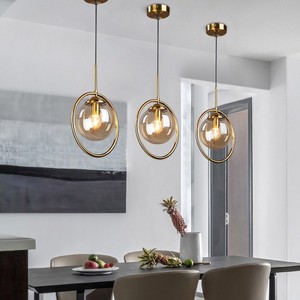 JACKSUN di lusso moderno sfera di vetro rotonda luce semplice E14 <span class=keywords><strong>camera</strong></span> <span class=keywords><strong>da</strong></span> <span class=keywords><strong>letto</strong></span> sala <span class=keywords><strong>da</strong></span> pranzo <span class=keywords><strong>lampadario</strong></span> in colore ambra lampada a sospensione - Product Image 4