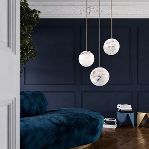 ModernLuxury Alabaster MarbleGlobe Pendant Light Chandelier forDining RoomLiving Room Villa Hotel custom alabaster light fixture - Product Image 3