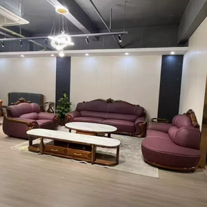 Juego de Sofás Modernos de Madera Maciza con Tapicería de Cuero Verde, Diseño Clásico, Muebles para el Hogar, Juego de Sofás para Sala de Estar - Product Image 2