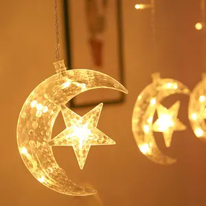 2.5M Star Decoratieve String Light Home Vakantie Partij Led Maan Windows Decorating Ster Vormige Strings Kerst Gordijn Lichten