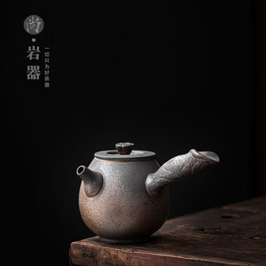Chinese Style Coarse Pottery Teapot Round Side Handle Handheld Kung Fu <b>Tea</b> Brewing <b>Pot</b> With Lid <b>Ceramic</b> Household Office Use - Product Image 1