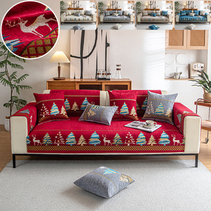 Giáng Sinh Màu Đỏ Chenille Non-Slip Bốn Mùa Phổ Pet Thân Thiện Sofa Đệm Bảo Vệ Sofa Ghế Bao Gồm Cho Phòng Khách - Product Image 1