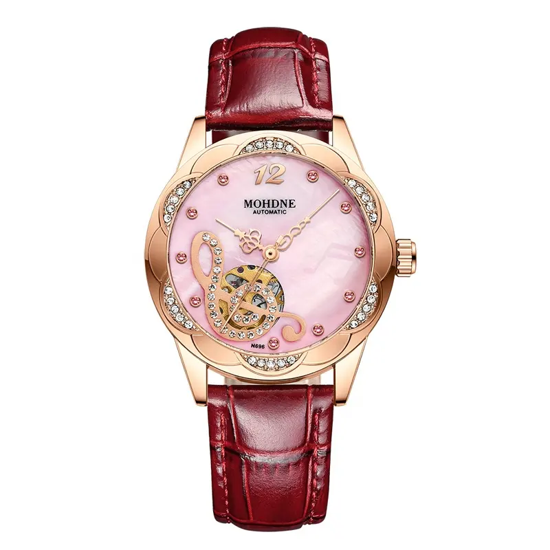2023 Classic Women Rose Gold Top Brand Ladies Dress Business Casual Reloj Mujer Watch N696 Automatic Mechanical Wristwatch