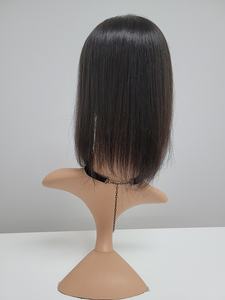 Perruque toupet à clipser en cheveux humains lisses de 12 pouces, noir naturel brun, WIGTS, style premium, peignes intérieurs gratuits, livraison rapide - Product Image 2