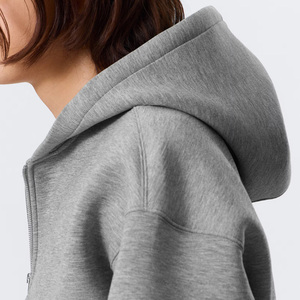 Sudaderas con capucha negras personalizadas para <span class=keywords><strong>hombre</strong></span>, de 450 g/m², gruesas, de algodón, estilo francés, con cremallera, holgadas y extragrandes - Product Image 5