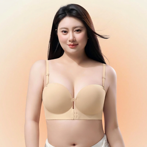 <span class=keywords><strong>Reggiseno</strong></span> Plus Size da Donna con Chiusura Frontale, <span class=keywords><strong>3</strong></span> Modi <span class=keywords><strong>di</strong></span> Indossabilità, Senza Ferretto, Senza Cuciture, Effetto Push-Up per Outfit Quotidiani con Spalle Scoperte e Halter - Product Image 3