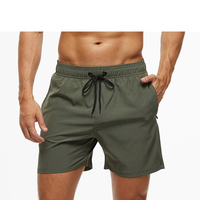 Heren effenkleurige 4-way stretch boardshorts, kwartlange casual strandshorts met ritszakken, sport- en hardloopshorts