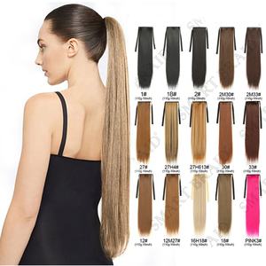 Synthetic Ponytail Long Straight Wine Red Blonde Pony Tail Hair Extensions Heat Resistant Horsetail Hairpiece cheap ponytail