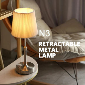 Современная простая креативная светодиодная настольная лампа с тканевым абажуром, металлическим каркасом, USB-зарядкой, беспроводная, 3 цвета, регулируемая яркость, сенсорное управление, экологичная - Product Image 2