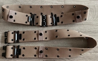 Fabrication chinoise ceinture en PP de couleur beige avec 2 rangées d'œillets noirs et boucle à double crochet