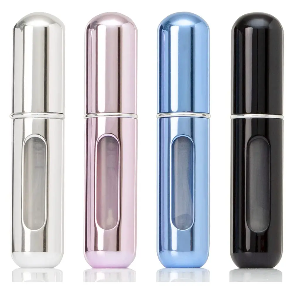 5ml taşınabilir özelleştirilmiş yuvarlak doldurulabilir parlak renk parfüm Atomizer cam